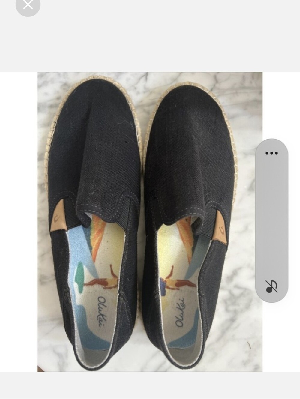 Olikai  Women's Black Linen Look Espadrille 6 1/2.  Cute!